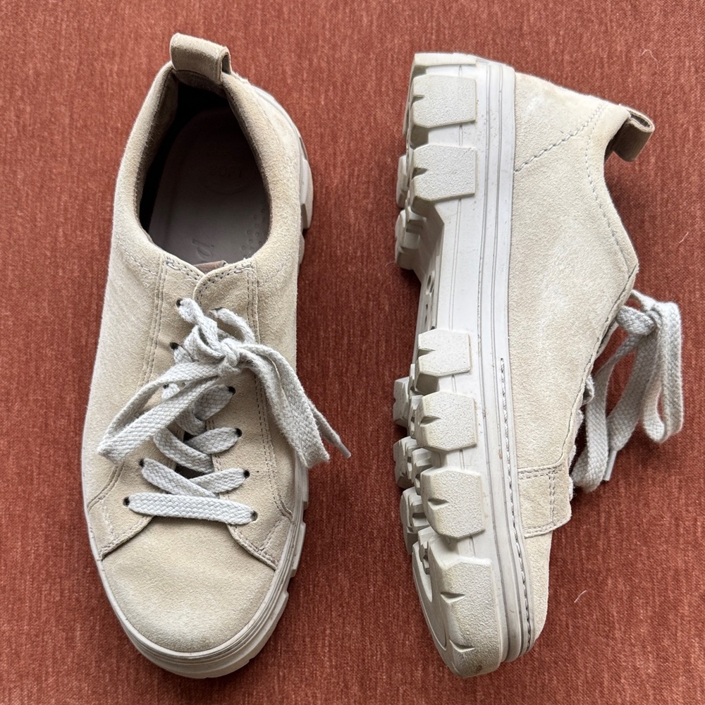 Beige Suede Chunky Sneakers Fits USA size 6.5 or 6 1/2